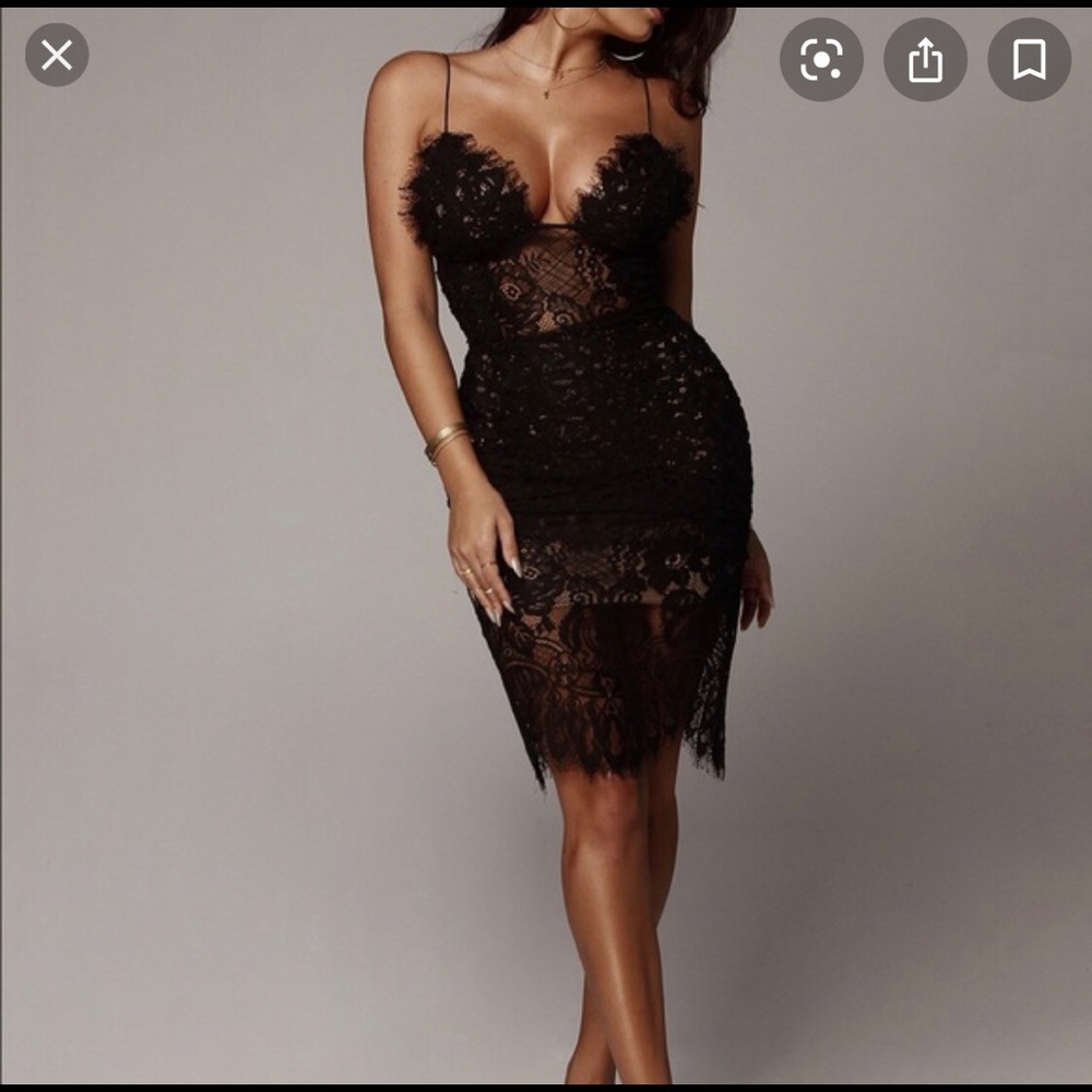 JLUXLABEL black lace Leighton dress NWT size S